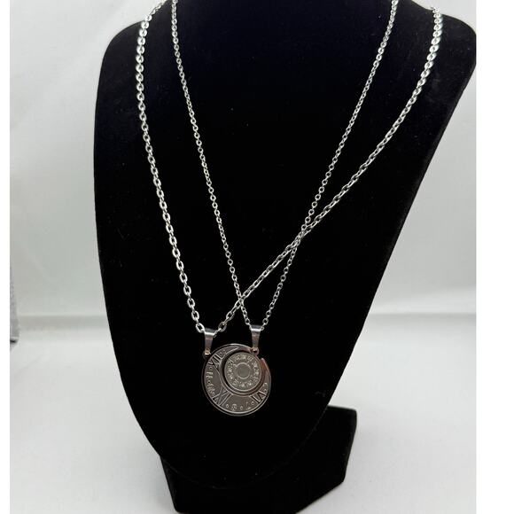 Stainless Steel 2pc Couples Match Numerical‎ Sun & Moon Astro Necklaces - Picture 3 of 6
